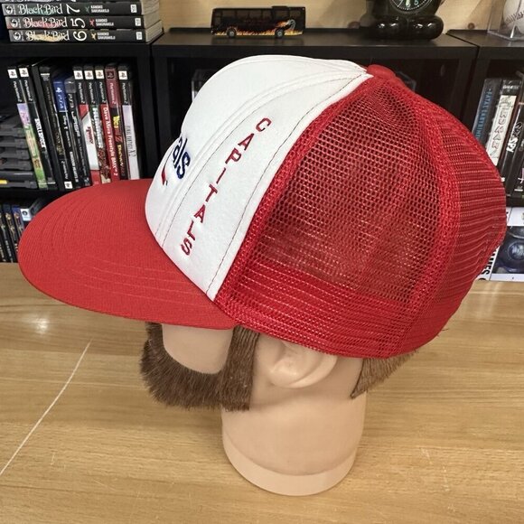 Vintage Washington Capitals NHL Snapback Hat Red White Mesh Foam - Picture 2 of 6